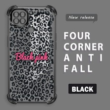 Ucuc Redmi 10A Uyumlu Şeffaf Silikon Köşe Koruma Lens Korumalı Elektroplatlı Kenar Kılıf Leopar Desen