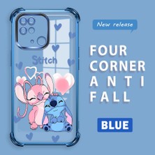 Ucuc Redmi 10C Uyumlu Şeffaf Silikon Köşe Koruma Lens Korumalı Elektroplatlı Kenar Kılıf Sevimli Stitch