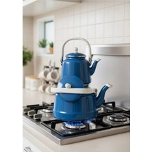 PremiumPort Vintage Mavi Çaydanlık Takımı, Erzurum Esintisi, Şık ve Zarif Tasarım