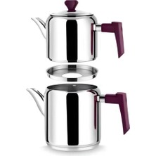 PremiumPort Mürdüm Rüya Boy Çelik Çaydanlık Takımı, Şık ve Dayanıklı Set