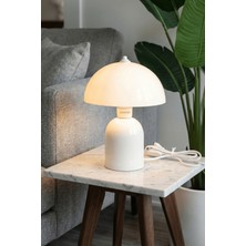 Marrien Luna Abajur Krem Metal Gövdeli - 25 cm - Oturma Odası & Yatak Odası & Salon Aydınlatma