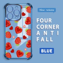 Ucuc iPhone 16 Pro Uyumlu Şeffaf Silikon Köşe Koruma Lens Korumalı Elektroplatlı Kenar Kılıf Meyve Desen