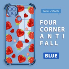 Ucuc Redmi 9c Uyumlu Şeffaf Silikon Köşe Koruma Lens Korumalı Elektroplatlı Kenar Kılıf Meyve Desen