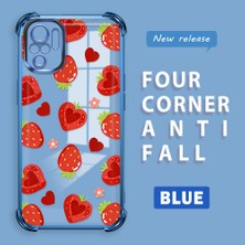 Ucuc Redmi Note 10S Uyumlu Şeffaf Silikon Köşe Koruma Lens Korumalı Elektroplatlı Kenar Kılıf Meyve Desen