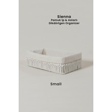 Marrien Sienna Organizer El Yapımı Ekru Pamuk İp Astarlı Dolap İçi Sepet Metal 26x18x6 cm