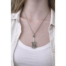 Herşey Nota Gitar Formlu Metal Figür Kolye – Zincirli Tasarım Kolye