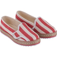 Cotto Shoes Kırmızı-Bej Keten Kadın Sneaker