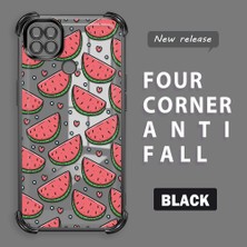 Ucuc Redmi 9c Uyumlu Şeffaf Silikon Köşe Koruma Lens Korumalı Elektroplatlı Kenar Kılıf Meyve Desen