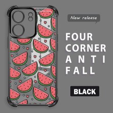 Ucuc Poco C65 Uyumlu Şeffaf Silikon Köşe Koruma Lens Korumalı Elektroplatlı Kenar Kılıf Meyve Desen