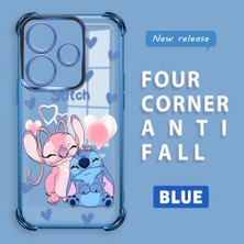 Ucuc Redmi 13 4g Uyumlu Şeffaf Silikon Köşe Koruma Lens Korumalı Elektroplatlı Kenar Kılıf Sevimli Stitch