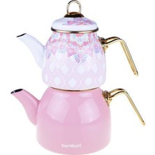 PremiumPort Pembe Emaye Çaydanlık, Şık ve Dayanıklı Tasarım, Sıcak Çay Keyfi