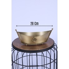 Yapay Çiçek Sitesi Metal Dekoratif Çiçeklik Sunumluk Küçük Kayık Bronz