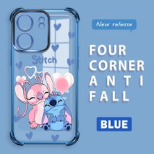 Ucuc Poco C65 Uyumlu Şeffaf Silikon Köşe Koruma Lens Korumalı Elektroplatlı Kenar Kılıf Sevimli Stitch