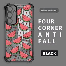 Ucuc Samsung Galaxy A55 Uyumlu Şeffaf Silikon Köşe Koruma Lens Korumalı Elektroplatlı Kenar Kılıf Meyve Desen