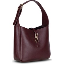 PLM Her Kombine Uyum Sağlayan Klasik Hakiki Deri Kadın Omuz Çantası – Azura - Bordo Renk