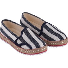 Cotto Shoes Lacivert-Bej Keten Kadın Sneaker