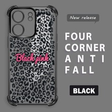 Ucuc Redmi 13C Uyumlu Şeffaf Silikon Köşe Koruma Lens Korumalı Elektroplatlı Kenar Kılıf Leopar Desen