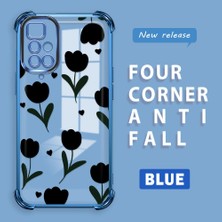 Ucuc Redmi 10 Uyumlu Şeffaf Silikon Köşe Koruma Lens Korumalı Elektroplatlı Kenar Kılıf Zarif Lale