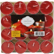 MERİVİA 16 Parça  Kırmızı Tea Light Yuvarlak Mum (5405)