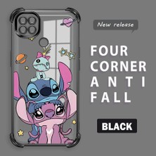 Ucuc Redmi 9c Uyumlu Şeffaf Silikon Köşe Koruma Lens Korumalı Elektroplatlı Kenar Kılıf Sevimli Stitch