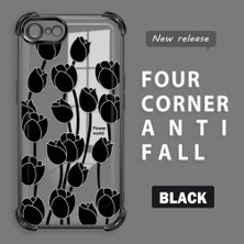 Ucuc iPhone 7/8/se 2020 2022 Uyumlu Şeffaf Silikon Köşe Koruma Lens Korumalı Elektroplatlı Kenar Kılıf Zarif Lale