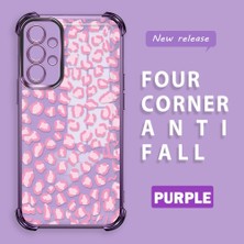 Ucuc Samsung Galaxy A73 Uyumlu Şeffaf Silikon Köşe Koruma Lens Korumalı Elektroplatlı Kenar Kılıf Leopar Desen