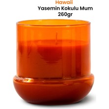 Marrien Hawaii Yasemin Kokulu Mum 260 g Mantar Desenli Şeffaf Turuncu Bardak