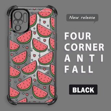 Ucuc Redmi Note 10S Uyumlu Şeffaf Silikon Köşe Koruma Lens Korumalı Elektroplatlı Kenar Kılıf Meyve Desen