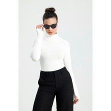 Rose Arya Beyaz Balıkçı Yaka Kol Dikişli Badi