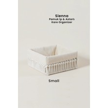 Marrien Sienna El Yapımı Organizer Natural Pamuk İp  Astarlı Metal Sepet 18x18x8 cm