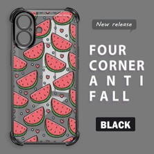 Ucuc iPhone 16 Uyumlu Şeffaf Silikon Köşe Koruma Lens Korumalı Elektroplatlı Kenar Kılıf Meyve Desen