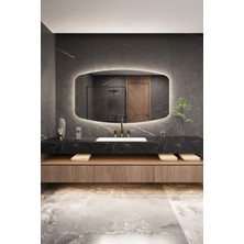 FAWdecor Modern Asimetrik LED Işıklı Banyo Aynası - Arkadan Aydınlatmalı Özel Kesim Dekoratif Duvar Aynası