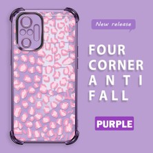 Ucuc Redmi Note 10 Pro Uyumlu Şeffaf Silikon Köşe Koruma Lens Korumalı Elektroplatlı Kenar Kılıf Leopar Desen