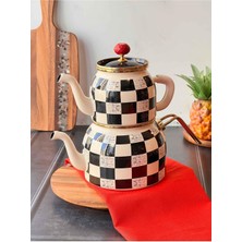 PremiumPort Renkli Damask Desenli Emaye Çaydanlık, Şık ve Dayanıklı Tasarım