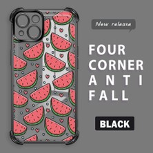 Ucuc iPhone 13 Uyumlu Şeffaf Silikon Köşe Koruma Lens Korumalı Elektroplatlı Kenar Kılıf Meyve Desen