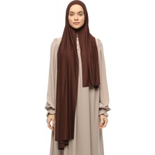 Altobeh Hazır Pratik Geçmeli Lüks Organik Düz Penye Şal Çapraz Hizalı-Acı Kahve