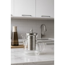 PremiumPort Cam Demlik Süzgeçli Borosilikat Çelik Bitki Çayı Demleme Seti