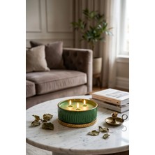 The Groove Paçuli Kokulu Yaprak Yeşili Gold Gloria 13 X 5,5 Cm Dekoratif Kokulu Cam Mum