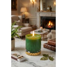 The Groove Paçuli Kokulu Yaprak Yeşili Gold Gloria 8,5 X 9,5 Cm Dekoratif Kokulu Cam Mum