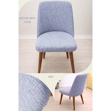 UY STYLE Jakarli Kumaş Çubuk Desen Büyük Oval Sandalye Kılıfı,likrali ,esnekli Oval Sandalye Örtüsü 1 Adet