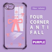 Ucuc iPhone 7/8/se 2020 2022 Uyumlu Şeffaf Silikon Köşe Koruma Lens Korumalı Elektroplatlı Kenar Kılıf Sevimli Tarz