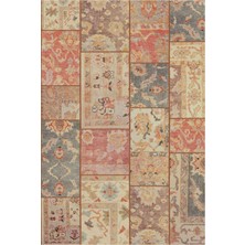 Çam Halı Anatolia 32-031 Etnik Eskitme Patchwork Desenli Dokuma Tabanlı Yıkanabilir Şönil Salon ve Oda Halısı