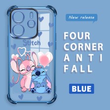 Ucuc Redmi Note 14 4g Uyumlu Şeffaf Silikon Köşe Koruma Lens Korumalı Elektroplatlı Kenar Kılıf Sevimli Stitch