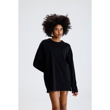 Rose Arya Oversize Siyah Uzun Kollu Tshirt