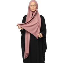 Altobeh Hazır Pratik Geçmeli Lüks Organik Düz Penye Şal Çapraz Hizalı-Toz Pembe