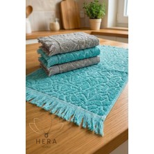 Hera Textile Gri-Turkuaz 4'lü 30x50 cm El ve Yüz Havlu Seti Mutfak Havlusu