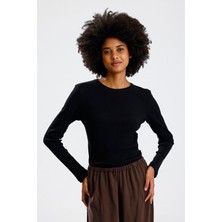 Rose Arya Siyah Uzun Kol Basic Tshirt