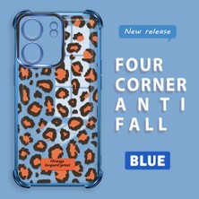 Ucuc Redmi 13C Uyumlu Şeffaf Silikon Köşe Koruma Lens Korumalı Elektroplatlı Kenar Kılıf Leopar Desen