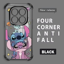 Ucuc Redmi Note 14 Pro 4g Uyumlu Şeffaf Silikon Köşe Koruma Lens Korumalı Elektroplatlı Kenar Kılıf Sevimli Stitch