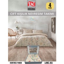 Taç Lunel Bej Ranforce Çift Kişilik Nevresim Takımı 200X220 cm